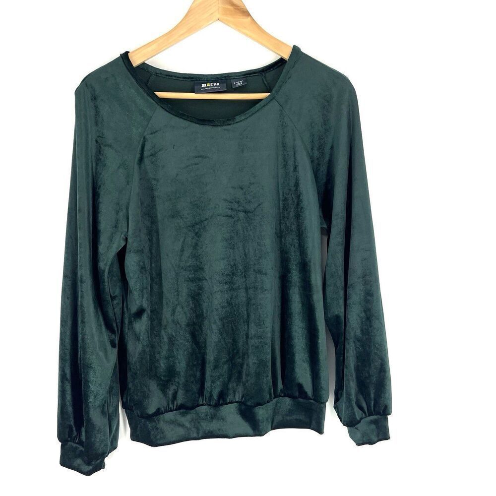 Maeve By Anthropologie Shirt Size XS Forest Green Candace Jewel Toned Velvet Top
